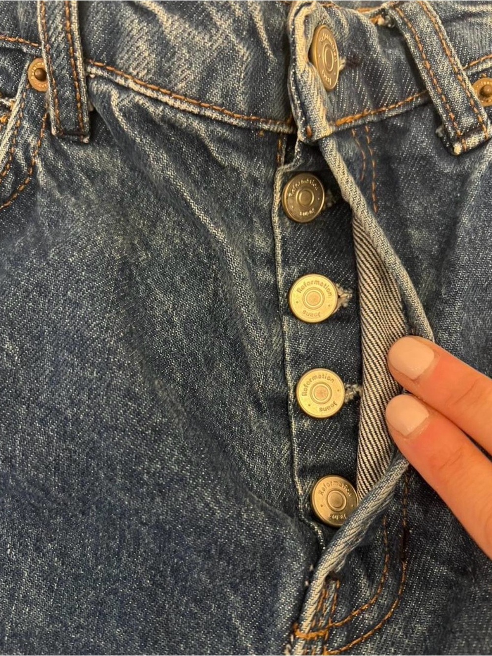Reformation High-Rise Straight Jeans Size 25 with Long 31” Inseam Button Fly - Picture 7 of 8